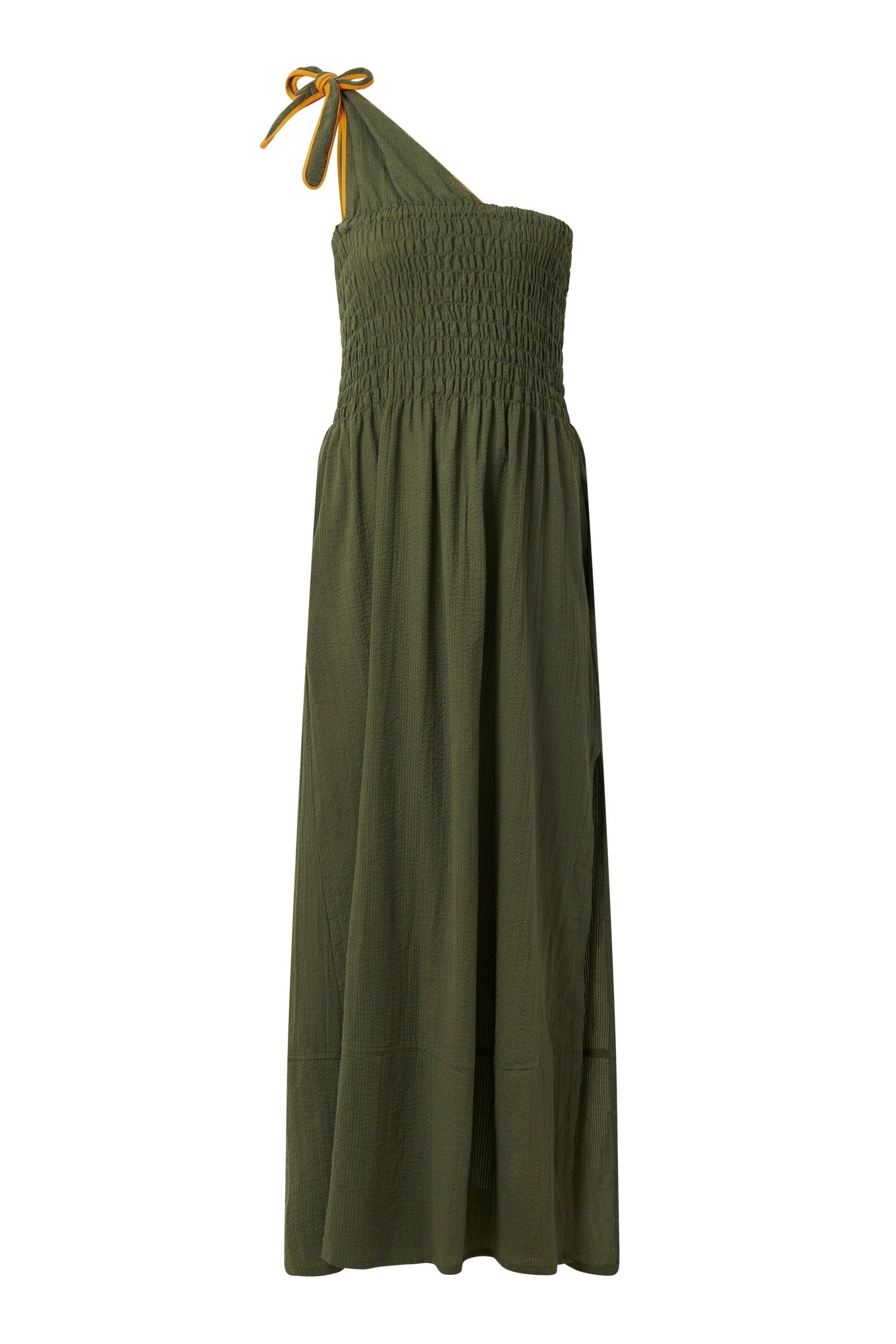 Boma Organic Cotton Seersucker Dress Khaki
