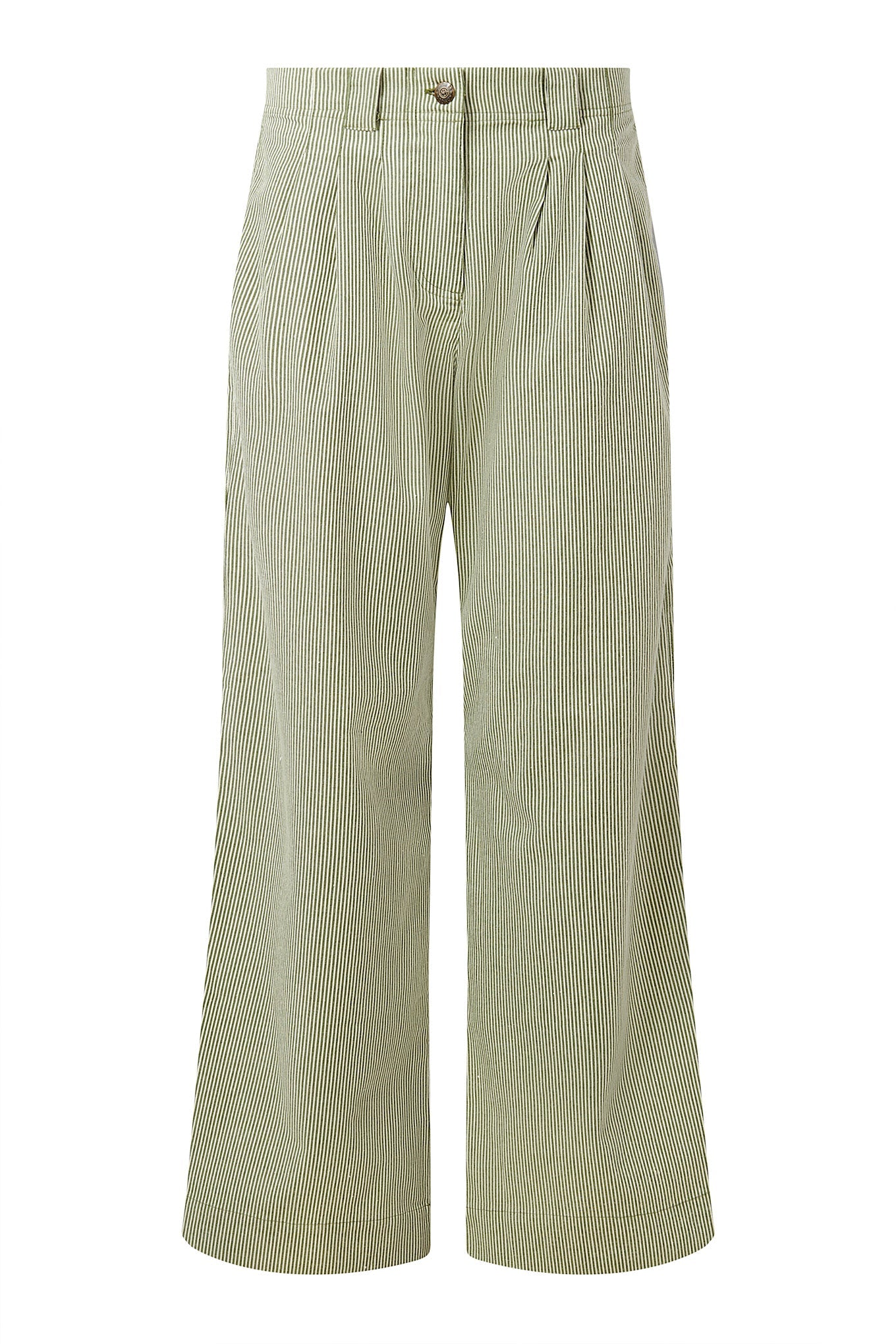 Lola Organic Cotton Trousers Green Stripe