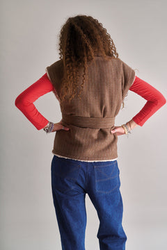 Georgie Reversible Fleece Gilet Sand Beige