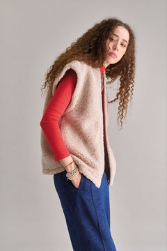 Georgie Reversible Fleece Gilet Sand Beige