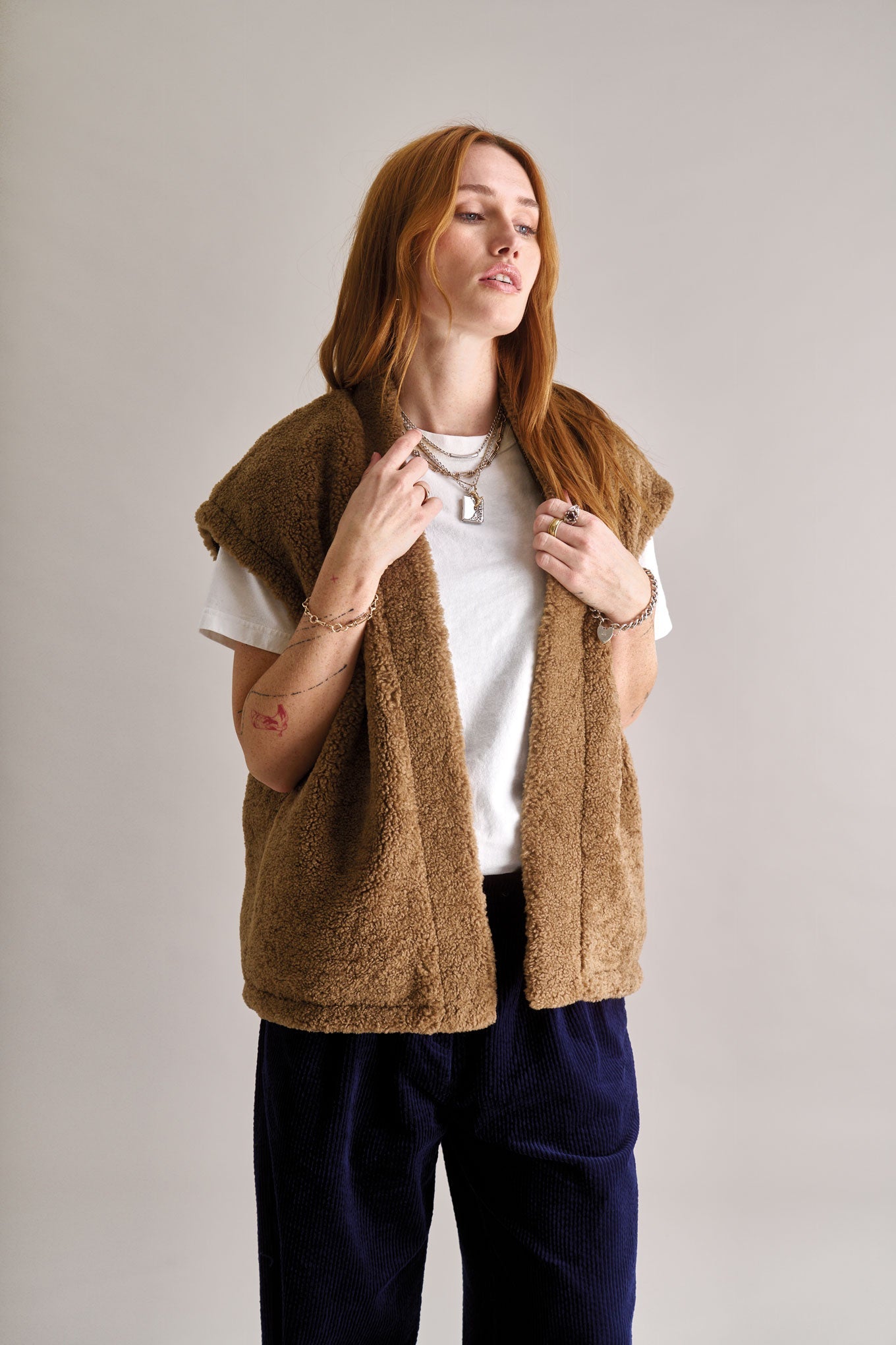 Georgie Reversible Fleece Gilet Mink Brown