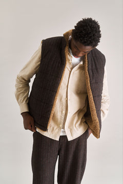 Chris Reversable Fleece Gillet Mink Brown