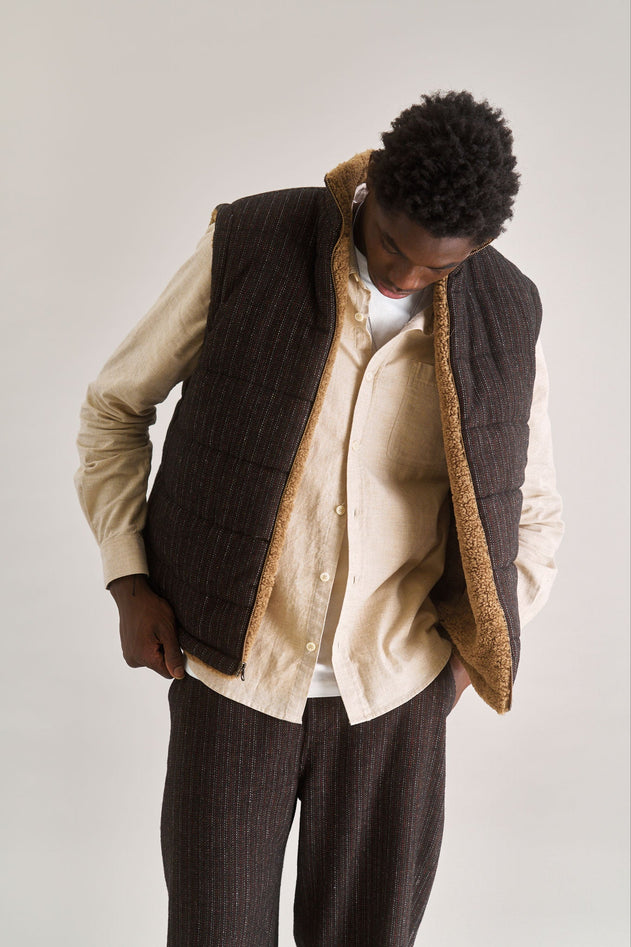Chris Reversable Fleece Gillet Mink Brown