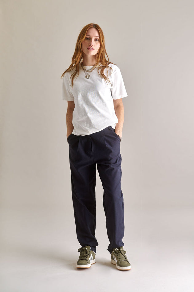 LYLA Cotton Tencel Trouser - Navy