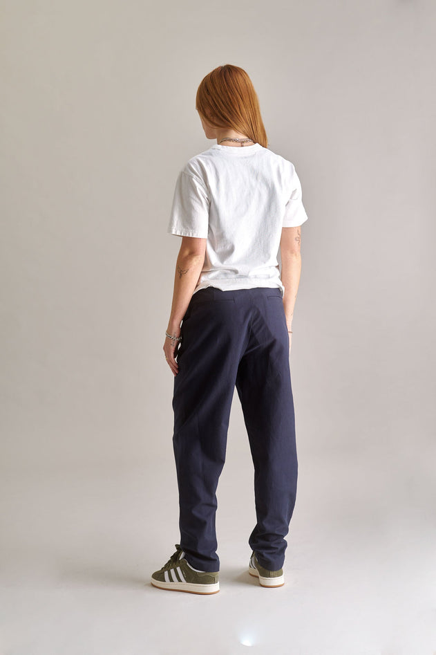 LYLA Cotton Tencel Trouser - Navy