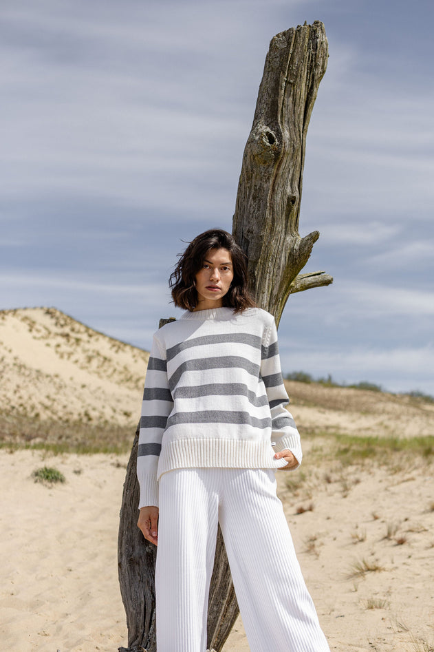 Marina Merino Jumper Grey Striped