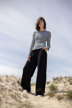 Brera Ribbed Long-Sleeve Top Black Stripes