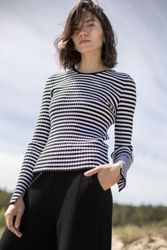 Brera Ribbed Long-Sleeve Top Black Stripes