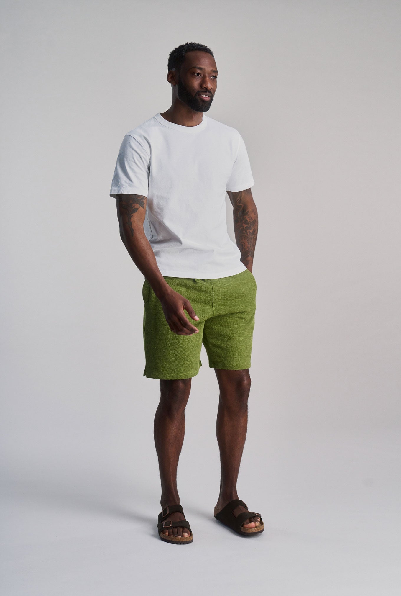 Calum Organic Cotton Shorts Green Melange