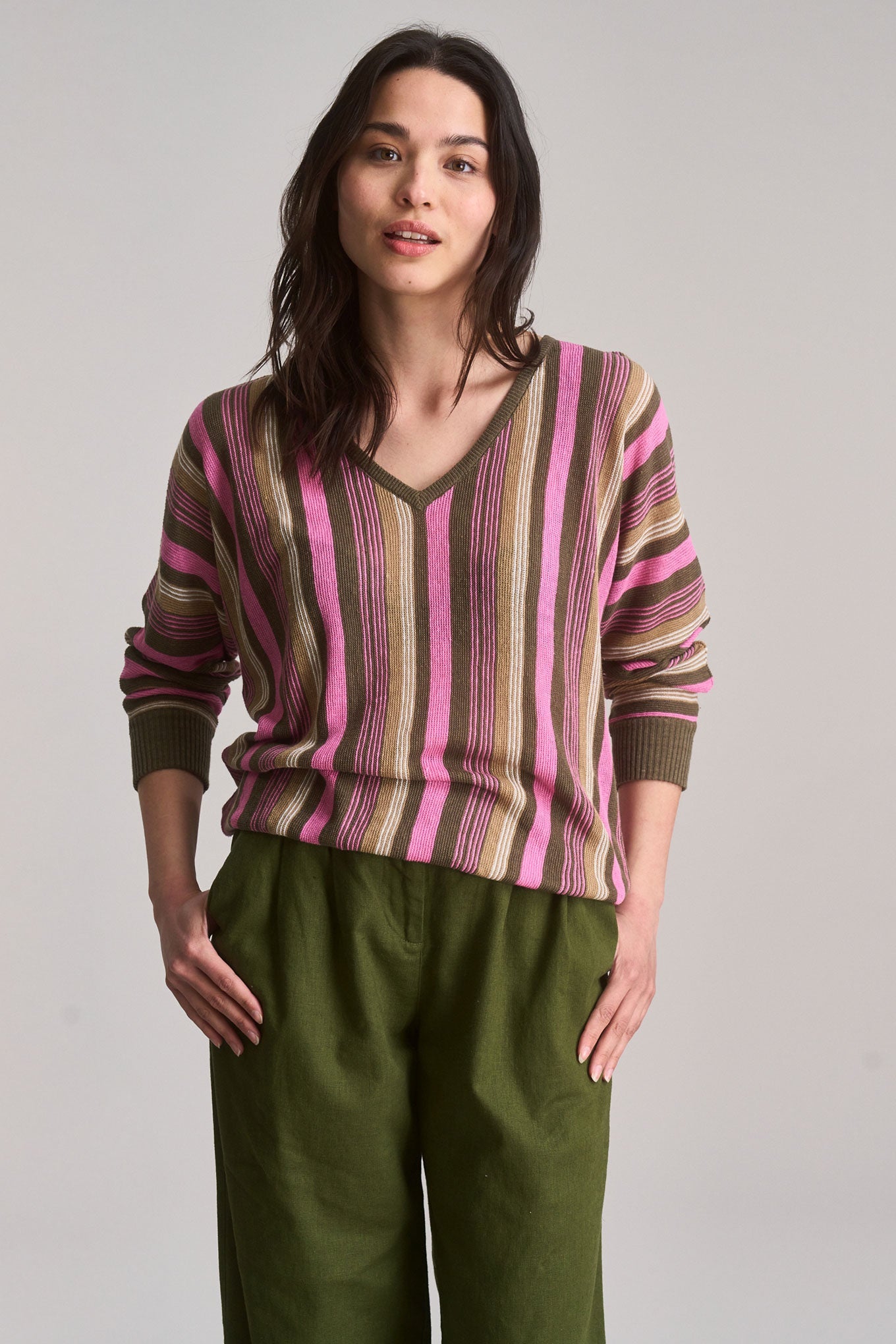 Clover Linen Jumper Stripe
