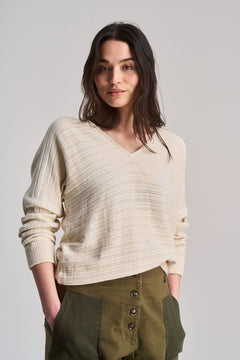 Clover Pointelle Knit Organic Cotton Jumper Cream