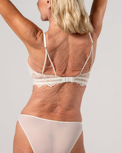 Lace Mesh Triangle Bralette Cream