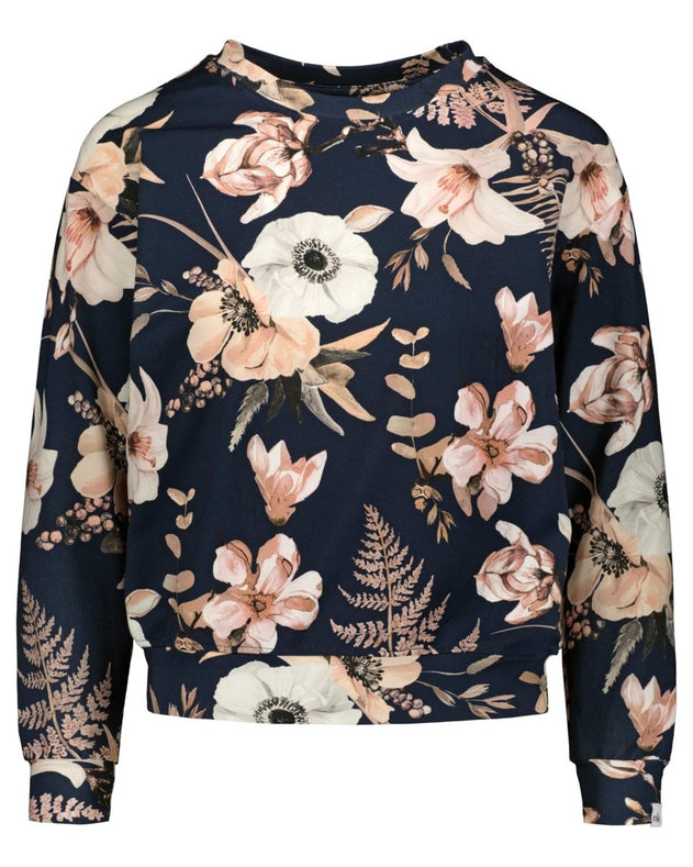 Casual Chic Print Shirt Midnight Lily Blue - IVALO.COM