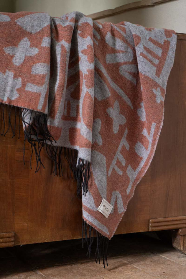 Cody Recycled Cotton Blanket Orange-Grey