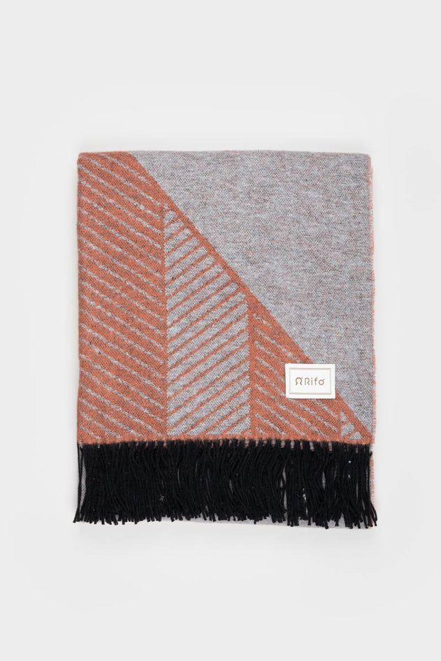 Paco Recycled Cotton Blanket Orange-Grey