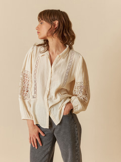 Lace Double Gauze Shirt Ecru