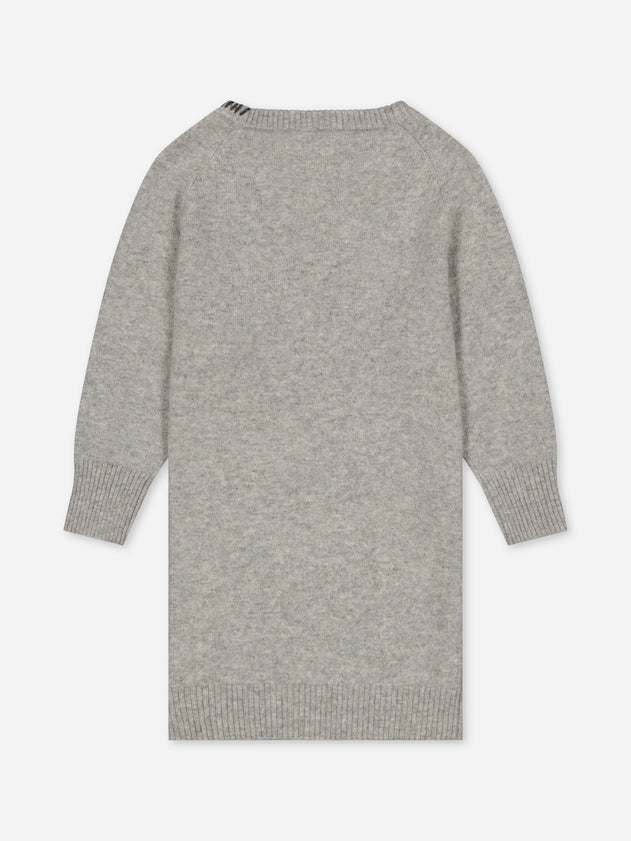 Kids' Cashmere Sweater Dress Embroidered Grey