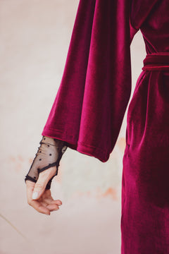 Fluwelen Kimono Wijnrood