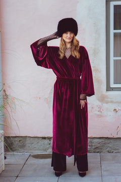 Fluwelen Kimono Wijnrood