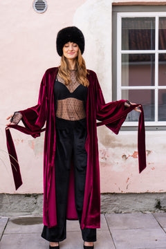Fluwelen Kimono Wijnrood