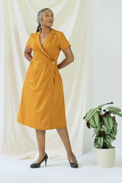 Isabel Wrap Dress Short Sleeves Yellow