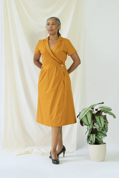 Isabel Wrap Dress Short Sleeves Yellow