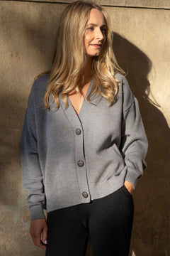 Bene Merino Cardigan Light Grey