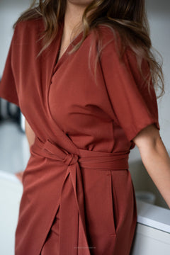 Jade Wrap Dress Brick Red