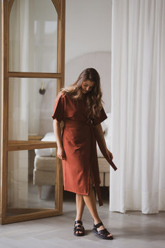 Jade Wrap Dress Brick Red