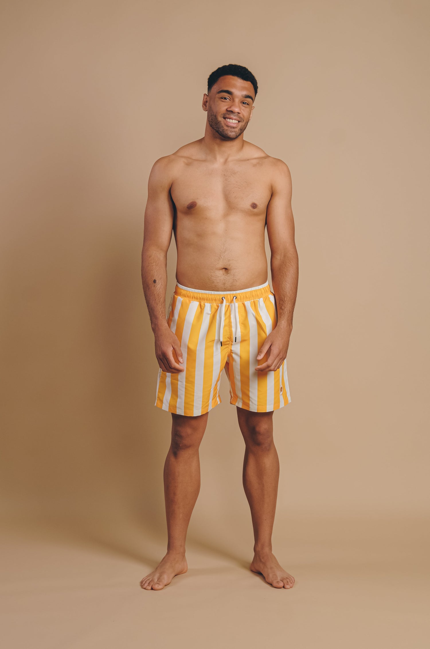 Beach Club Swim Shorts Striped Golden