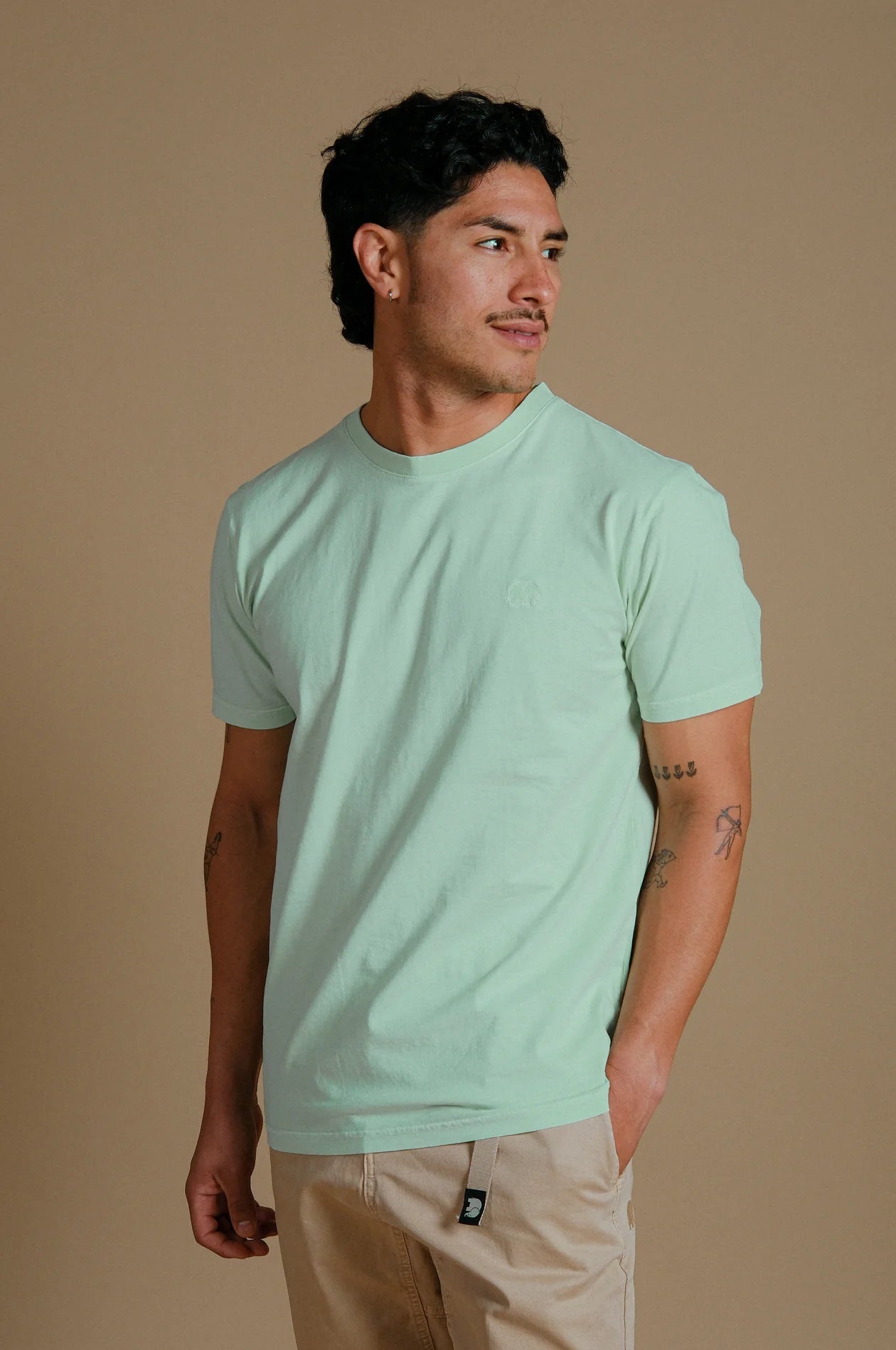 Heren Essential Pigment T-shirt Dusty Aqua