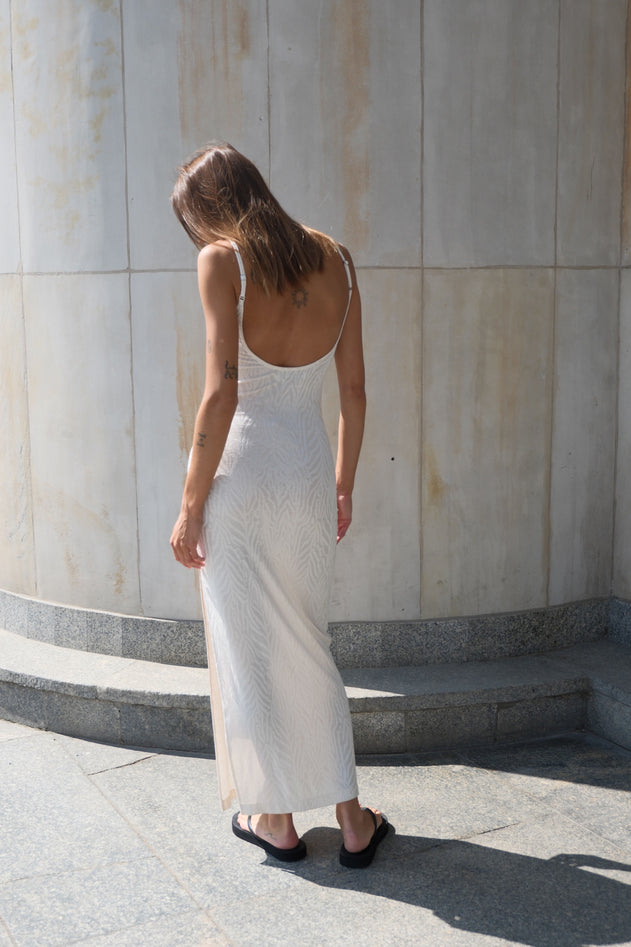 Jacquard Maxi Dress Cream