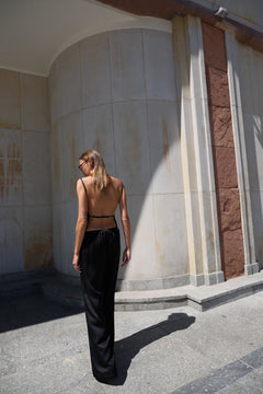 Satin top with back strap black