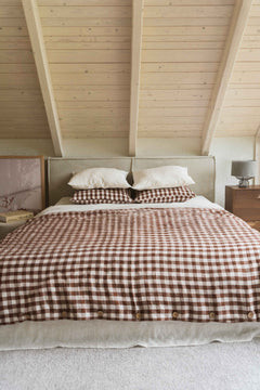 Linen Duvet Cover Mocha Gingham