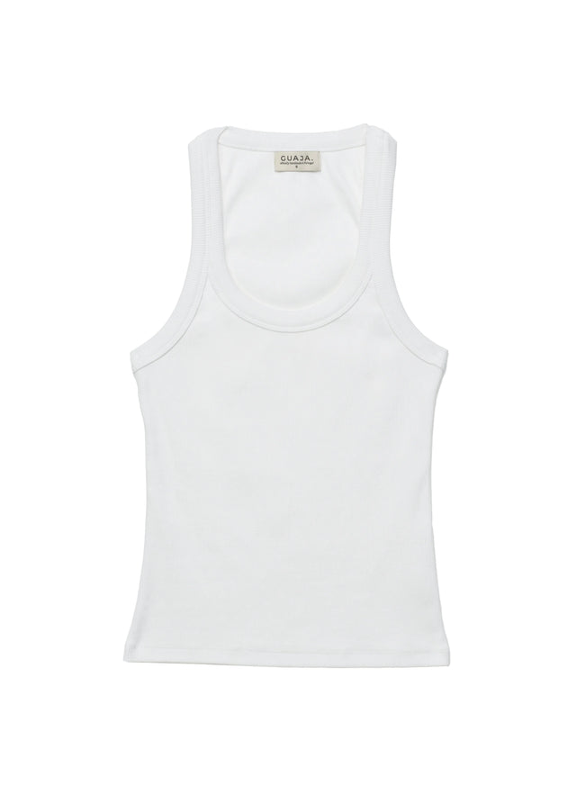 Jimmy Scoop-Neck Ribbed Tank Top - White