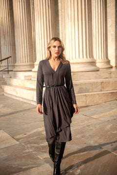 Classy Midi Bamboo Dress Grey