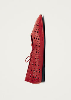 Sway Slit Leather Ballet Flats Red