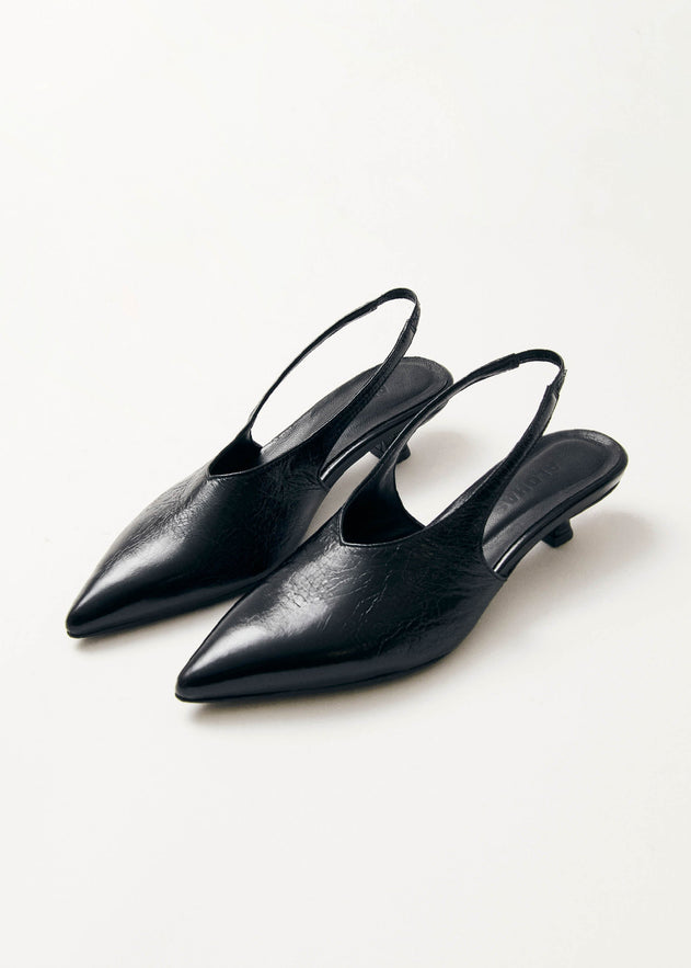 Eros Black Leather Pumps