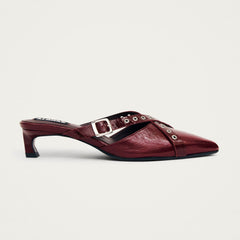 Zyra Leather Mules Onix Burgundy