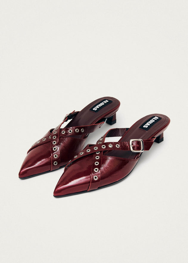 Zyra Leather Mules Onix Burgundy