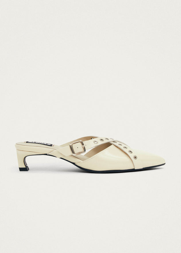 Zyra Leather Mules Onix Cream