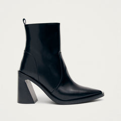 Haylo Black Leather Ankle Boots