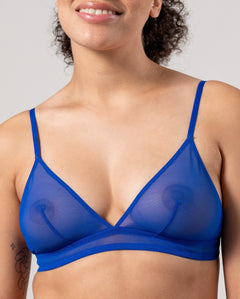 Mesh Triangle Bralette Electric Blue