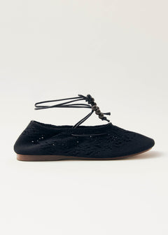 Rosemary Crochet Ballet Flats Black