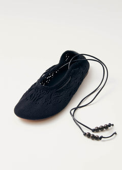 Rosemary Crochet Ballet Flats Black