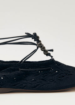 Rosemary Crochet Ballet Flats Black