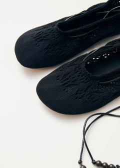Rosemary Crochet Ballet Flats Black