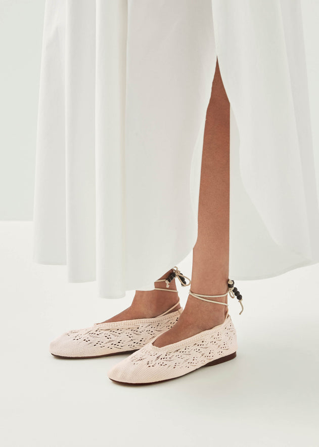 Rosemary Crochet Ballet Flats Cream