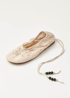 Rosemary Crochet Ballet Flats Cream