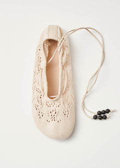 Rosemary Crochet Ballet Flats Cream